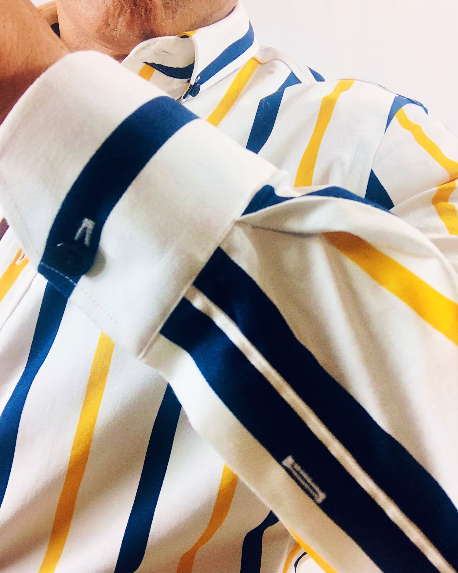 Classic Slim-Fit Yellow-Blue Stripe Shirt LeBastille