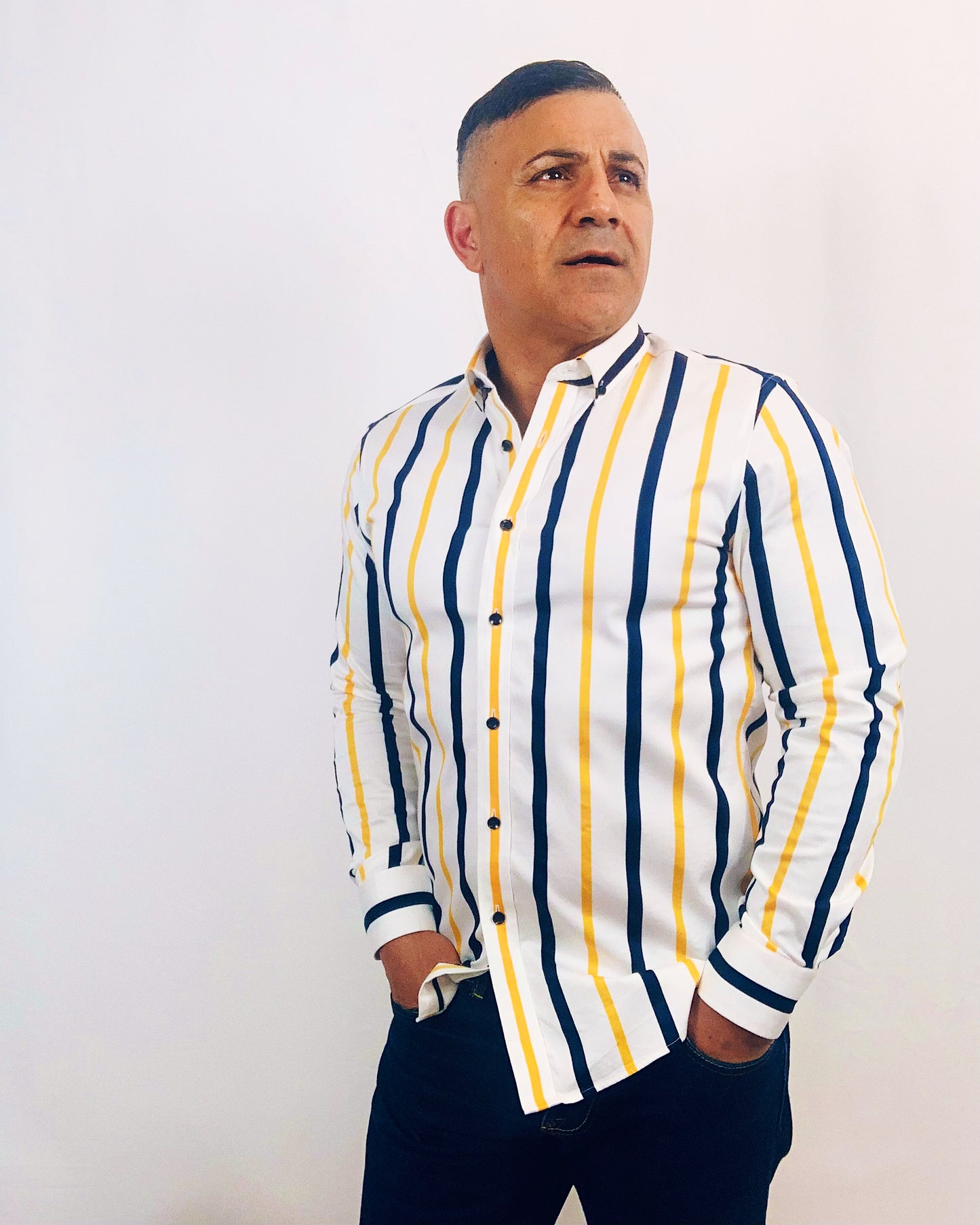 Classic Slim-Fit Yellow-Blue Stripe Shirt LeBastille