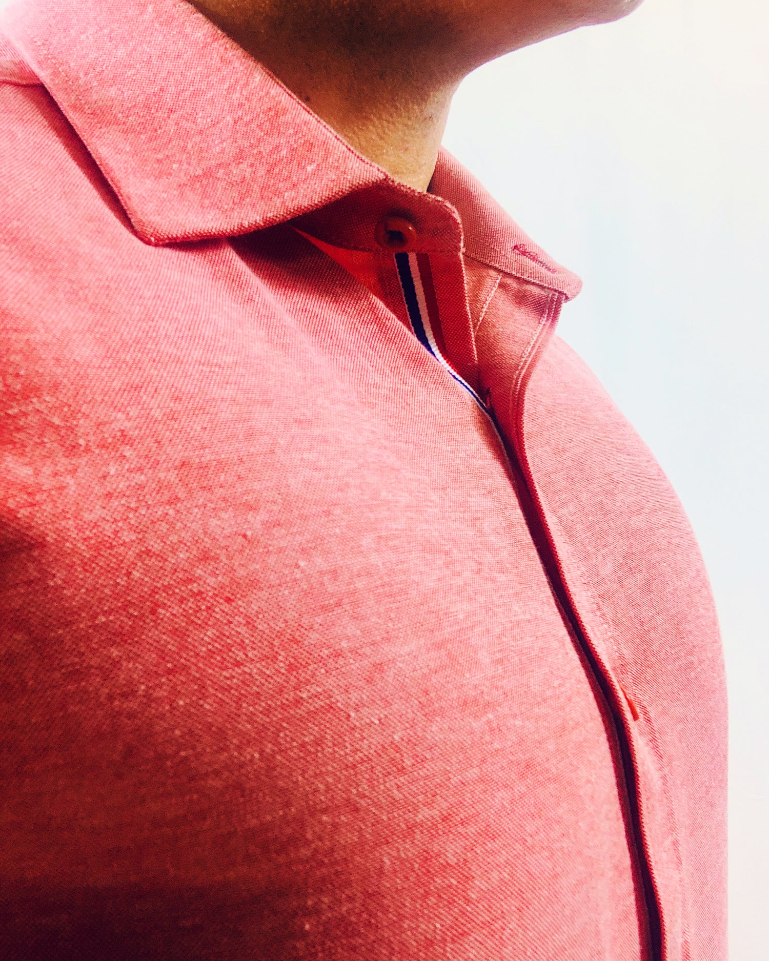 Slim-Fit Ribbon Oxford Strip Pink Shirt LeBastille