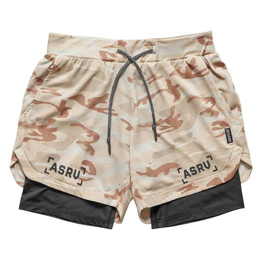 Shop at Le Bastille | Men's 2-in-1 Training Camouflage Running Shorts With Phone Pocket