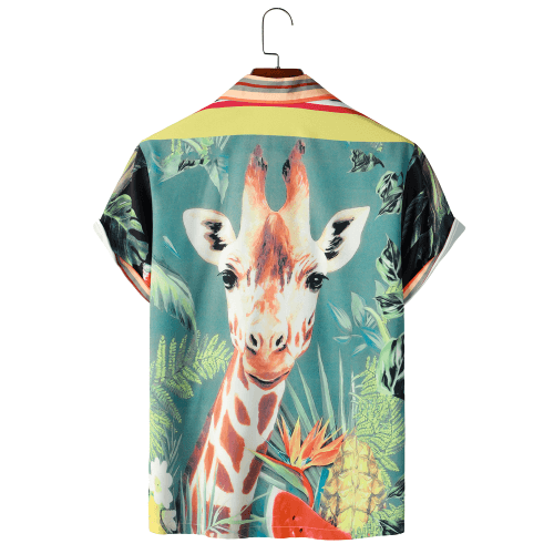 Shop at Le Bastille | Men's Retro Giraffe Printed Shirt | Summer Fashion