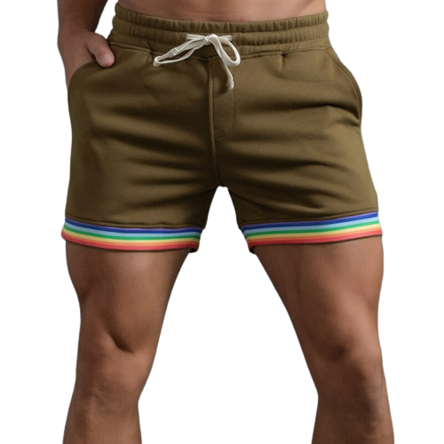 Shop at Le Bastille | Men Slim-Fit Rainbow Shorts Summer Design